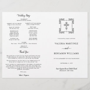 Ornate Cross Catholic Wedding Program Full Mass