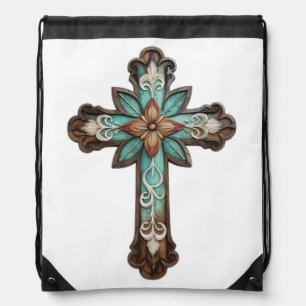 Ornate Cross  Drawstring Bag