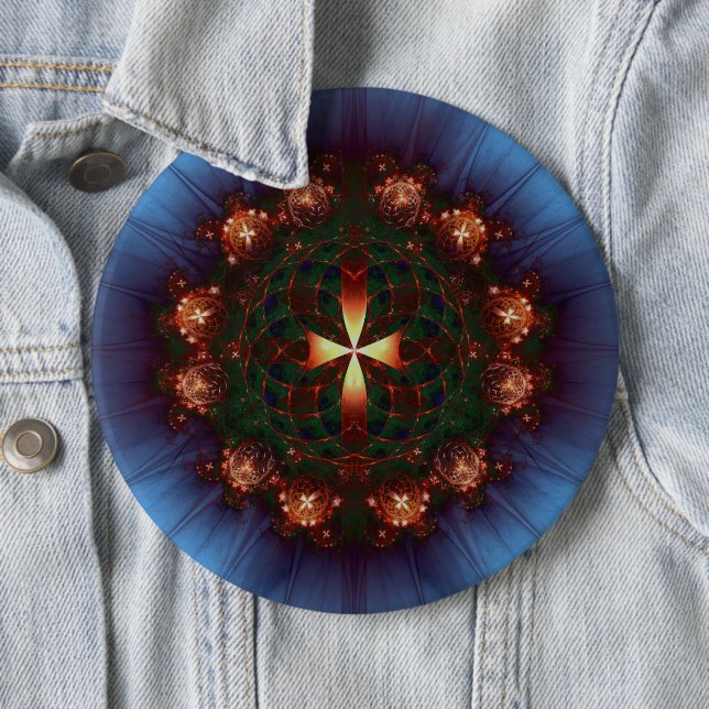 Ornate Cross Mandala Button (In Situ)