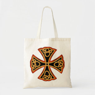 ornate cross with braid tote bag