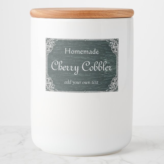 Ornate Custom Text Chalkboard Food Label (Front)