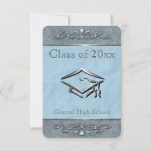 Ornate Customizable Blue Graduation Invitations