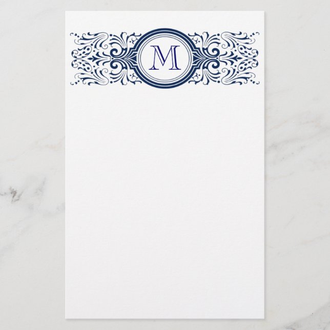 Ornate Customizable Monogram stationary Stationery (Front)