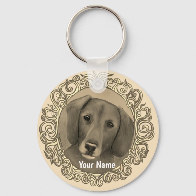 Ornate Dachshund  Keychain (Front)
