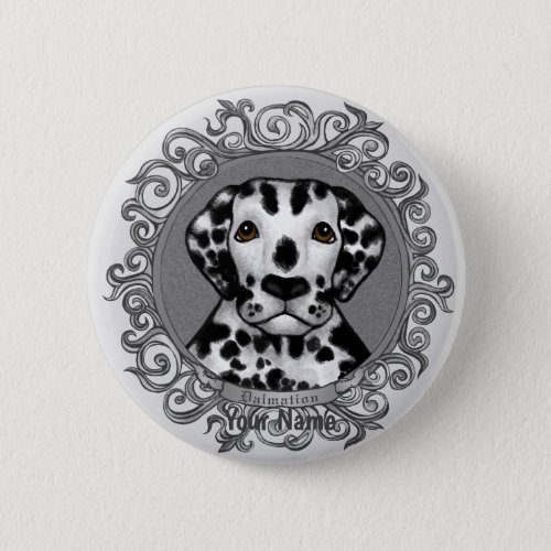 Ornate Dalmatian custom name  Button