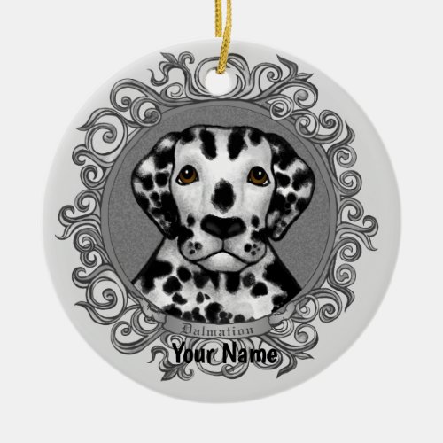 Ornate Dalmatian custom name ornament