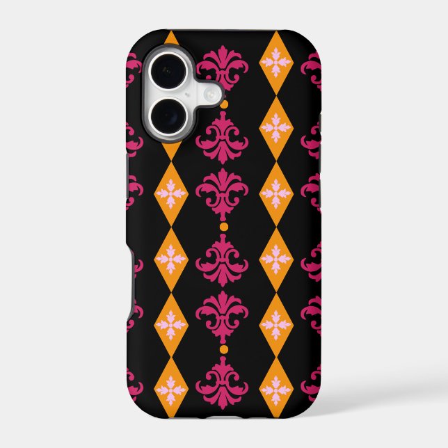 Ornate Damask Diamond Stripe iPhone Case (Back)