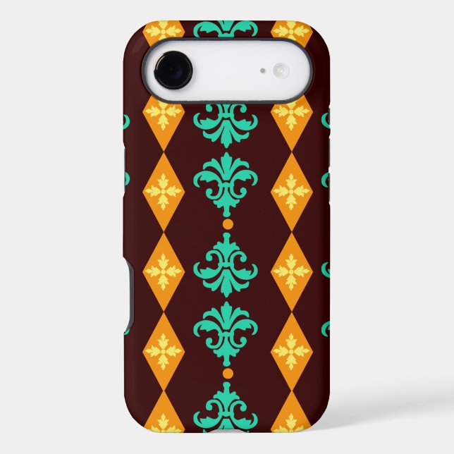 Ornate Damask Diamond Stripe iPhone Case (Back)