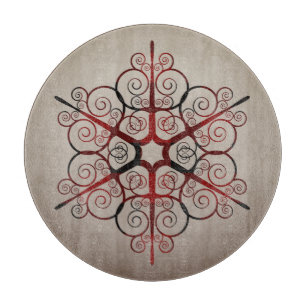 Ornate Damask Element Gray Slate Color Cutting Board