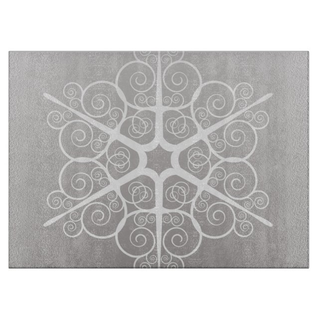 Ornate Damask Element Gray Slate Color Cutting Board (Front)