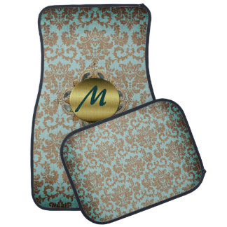 Ornate Damask Monogram Car Mat Set