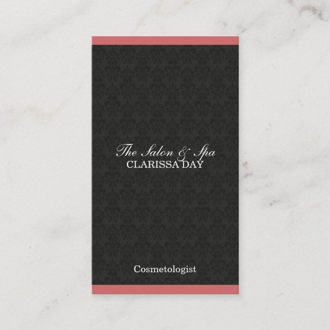 Ornate Damask Pattern Professional Design Business Card (Front)