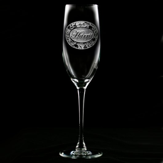 Ornate Damask Personalized Champagne Flute (Front)