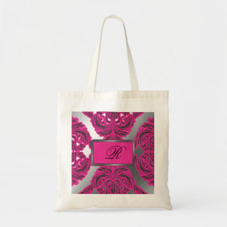 Ornate Damask Pink, Black, Silver Tote Bag