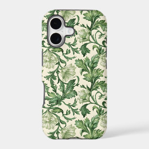 Ornate dark green acanthus leaves pattern iPhone 17 case