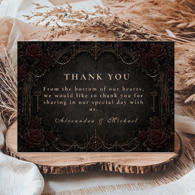 Ornate Dark Victorian Goth Wedding Thank You Card (Creator Uploaded)