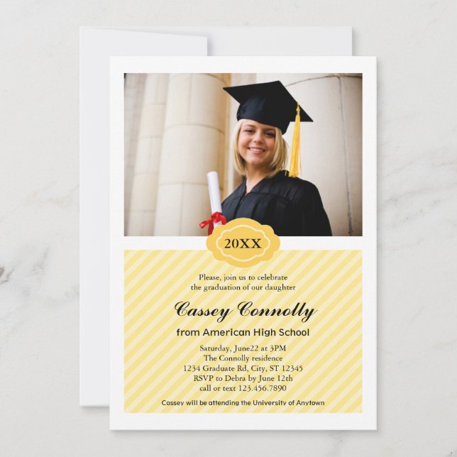 Ornate Date Modern Photo Graduation Invitation (Front)