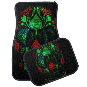 Ornate Day of the Dead Skull Car Floor Mat