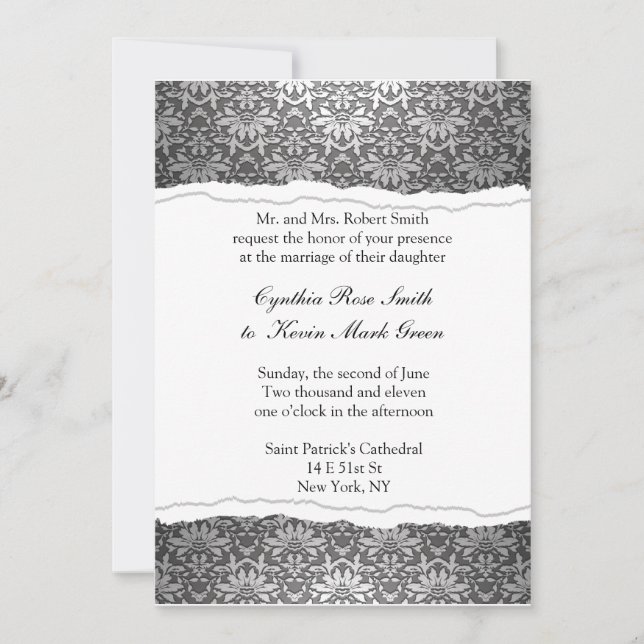 Ornate Deco Noir Wedding Invitation (Front)