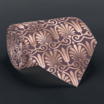Ornate Deco Pattern Rose Gold Dark Mauve Purple Neck Tie<br><div class="desc">This striking necktie features a bold deco-inspired pattern in rose gold faux foil on a dark mauve purple background. Ideal for groomsmen in a purple or mauve and rose gold themed wedding.</div>