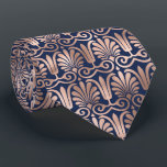 Ornate Deco Pattern Rose Gold Navy Blue Neck Tie<br><div class="desc">This striking necktie features a bold deco-inspired pattern in rose gold faux foil on a navy blue background. Ideal for groomsmen in a navy blue and rose gold themed wedding.</div>
