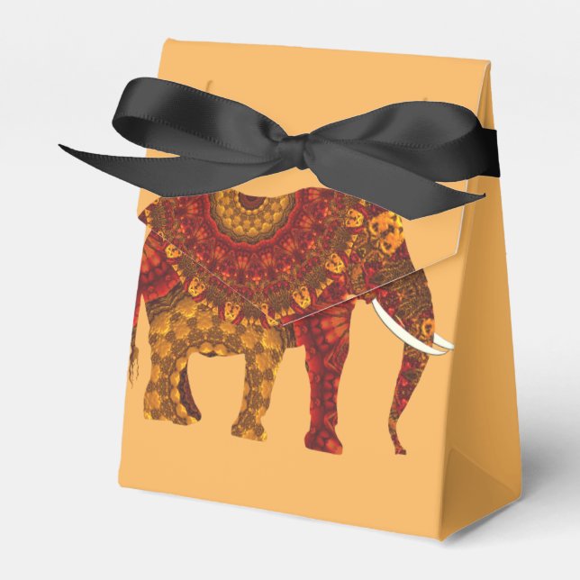 Ornate Decorated Indian Elephant Design Favor Boxes (Front Side)