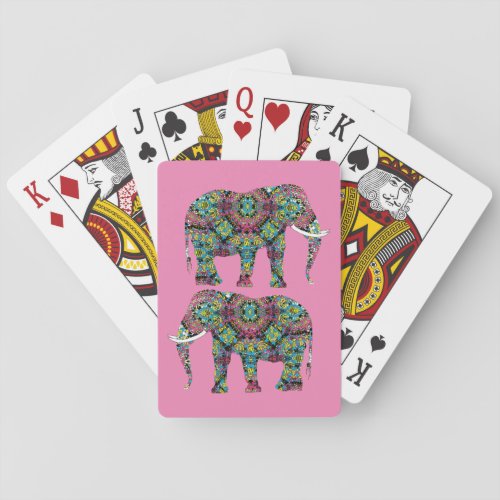 Ornate Decorated Indian Elephant Design Poker Cards