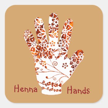 Ornate Decorated Mehndi Henna Hand Design Square Sticker by Flissitations at Zazzle