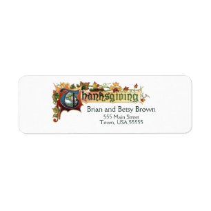 Ornate Decorative Vintage Floral Thanksgiving Label