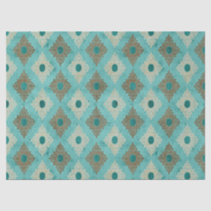 Ornate Diamond Frames on Teal Decoupage Tissue Paper