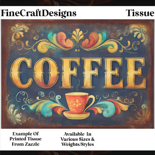 Ornate Distressed Coffee Typography FA1 Decoupage Tissue Paper