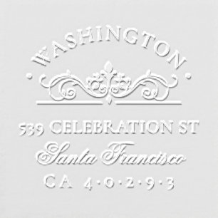 Ornate Divider Round Family Name & Return Address Embosser