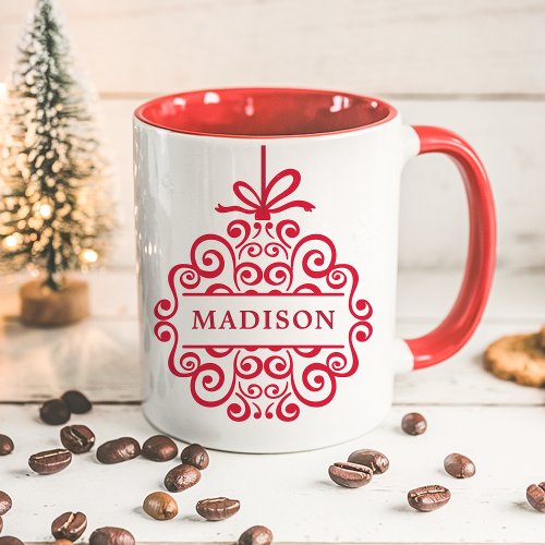 Ornate Doodle Ornament Personalized Christmas Mug