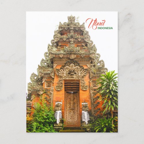 Ornate Door in Ubud Bali Indonesia Announcement Postcard