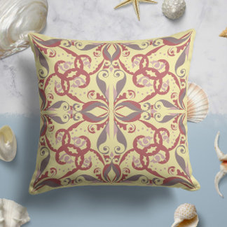 Ornate Elegance in Buttercream Yellow Throw Pillow