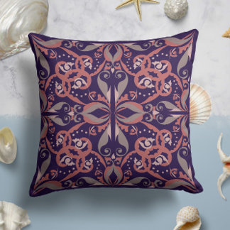Ornate Elegance in Deep Violet Throw Pillow