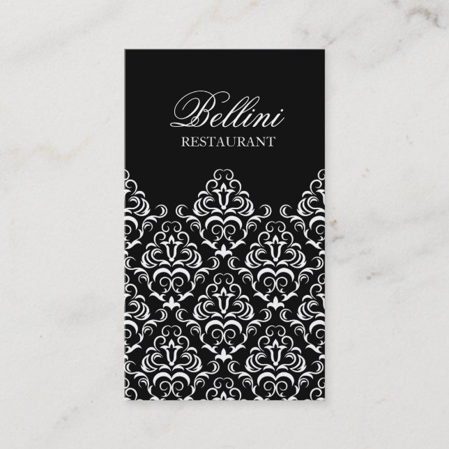 Ornate Elegant Damask Business Card Design (Front)