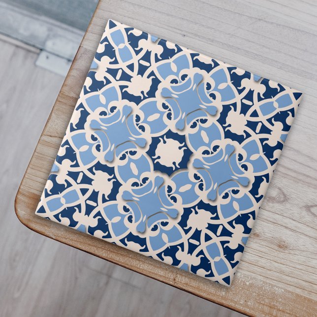 Ornate Elegant Damask Classic Blue And White Ceramic Tile (Creator Uploaded)