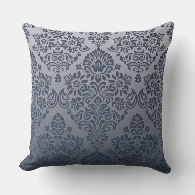 Ornate Elegant floral Damask Pattern Throw Pillow (Front)