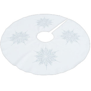 Ornate Elegant Ice Blue Snowflake Christmas Brushed Polyester Tree Skirt