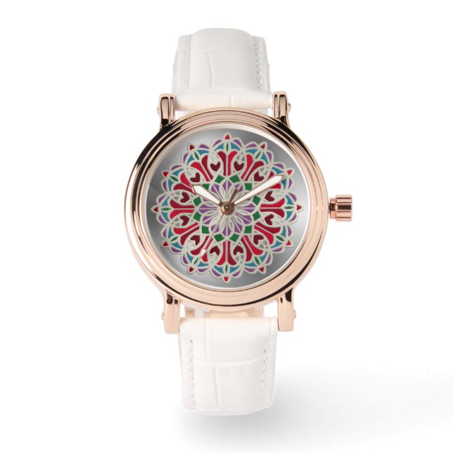 Ornate Elegant Jewel Flower Mandala Watch (Front)