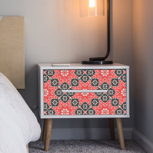 Ornate Elegant Mosaic Red Black White Decoupage Tissue Paper