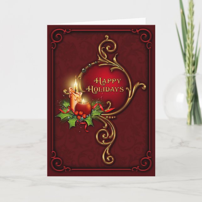 Ornate Elegant Personalized Christmas Card (Front)