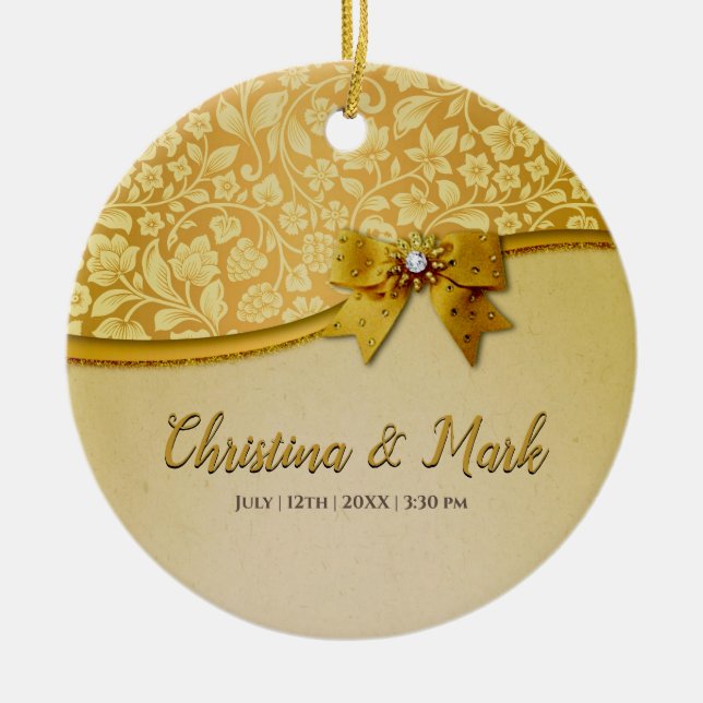 Ornate Elegant Retro Abstract Flowers and Leaves   Ceramic Ornament (Front)