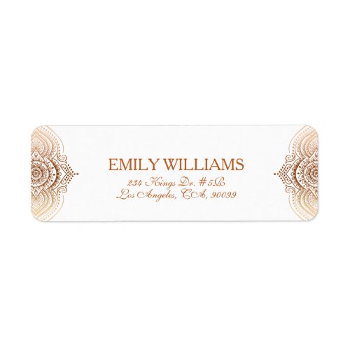 Ornate elegant rose_gold mandala custom text label