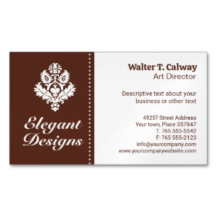 Ornate Element   Brown Business Card Magnet