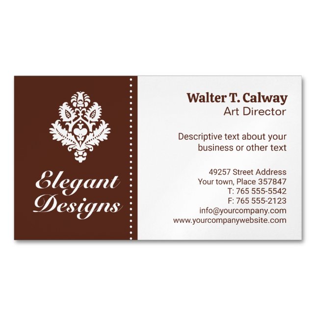Ornate Element | Brown Business Card Magnet (Front)