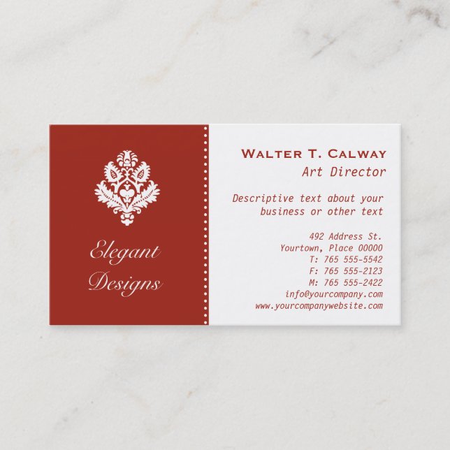 Ornate Element (red) Business Card (Front)