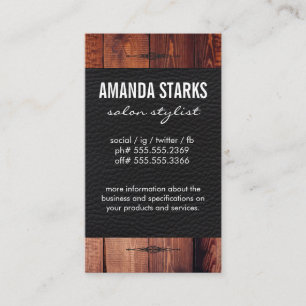 Ornate Element Wood Grain Leather Business Card