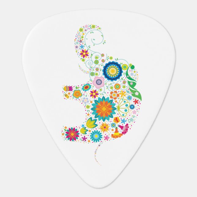 Ornate Elephant Guitar Pick (Front)